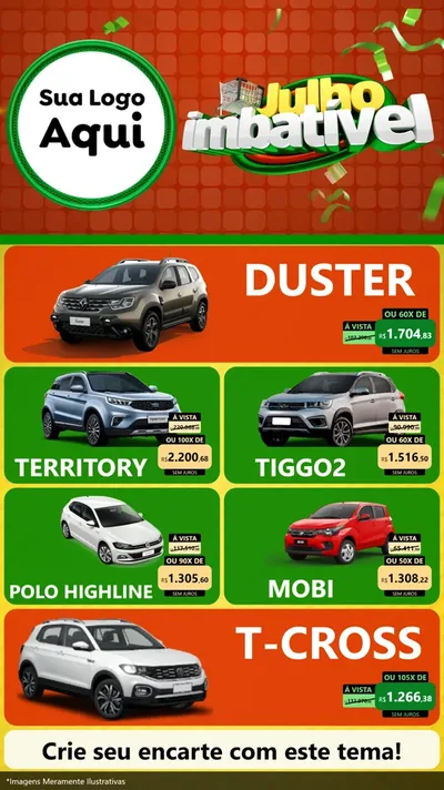 Modelo de TV para TV Vertical com o tema Julho Imbatível para Concessionaria de Carros