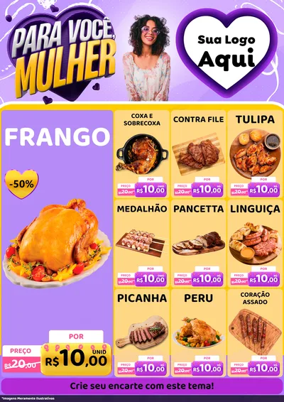 Modelo de Encarte para Encarte A4 Vertical com o tema Para Você, Mulher para Assados
