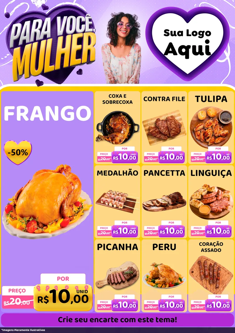 Modelo de Encarte para Encarte A4 Vertical com o tema Para Você, Mulher para Assados