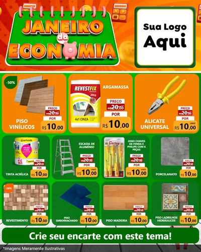 Modelo de Rede Social para Feed Instagram com o tema Janeiro da Economia para Material para Construção