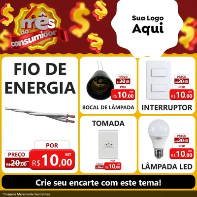 Modelo de Rede Social para Feed Facebook com o tema Mês do consumidor para Materiais Elétricos