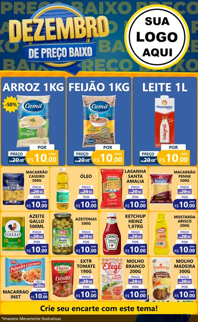 Modelo de Encarte para Encarte Grande com o tema Dezembro de Preço Baixo para Supermercado