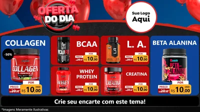 Modelo de TV para TV Horizontal com o tema Oferta do Dia para Suplementos alimentares
