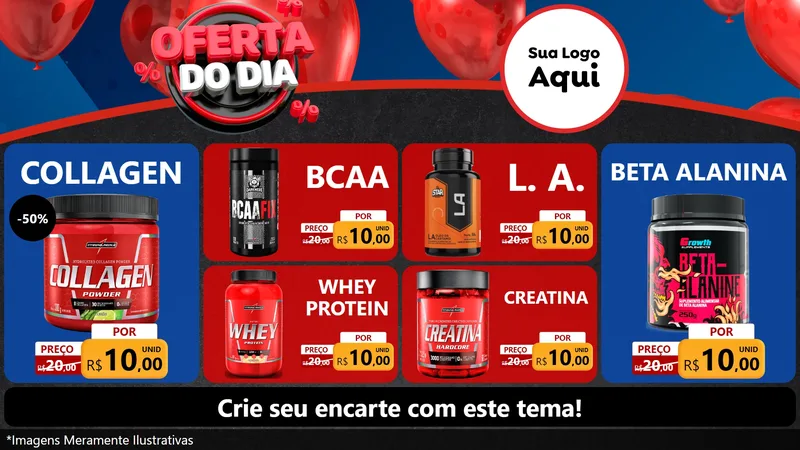 Modelo de TV para TV Horizontal com o tema Oferta do Dia para Suplementos alimentares