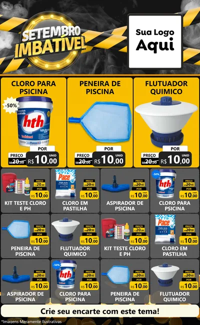 Modelo de Encarte para Encarte Grande com o tema Setembro Imbatível para Produtos para Piscina