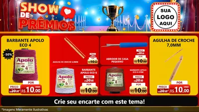 Modelo de TV para TV Horizontal com o tema Show de Prêmios para Armarinho e Aviamentos