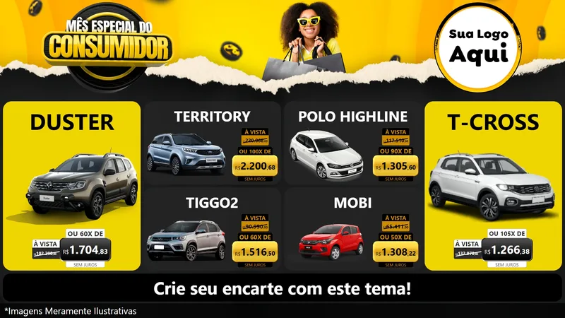 Modelo de TV para TV Horizontal com o tema Mês Especial do Consumidor para Concessionaria de Carros