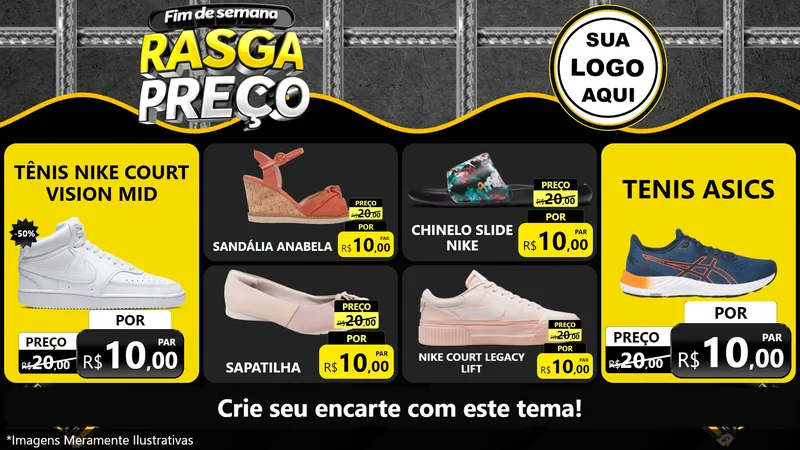 Modelo de TV para TV Horizontal com o tema Fim de Semana Rasga Preço para Calçados