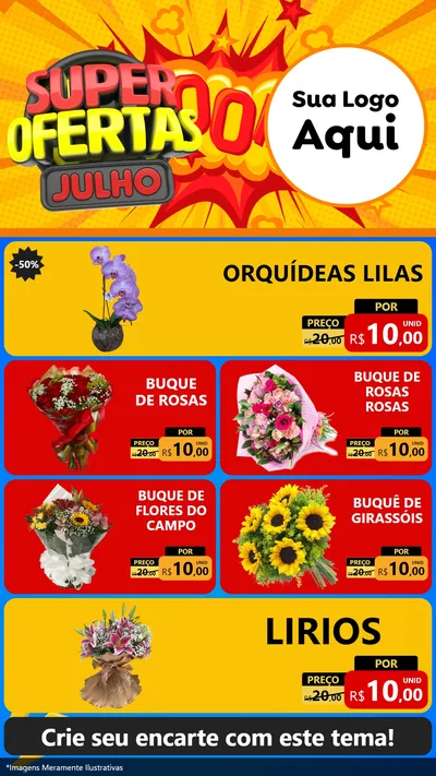 Modelo de TV para TV Vertical com o tema Super Ofertas Julho para Floricultura e jardim