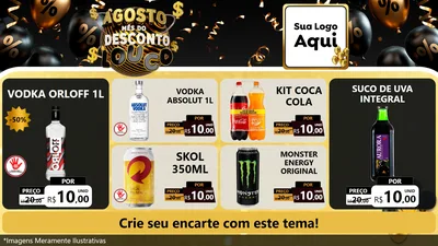Modelo de TV para TV Horizontal com o tema Agosto Mês do Desconto Louco para Distribuidora de bebidas