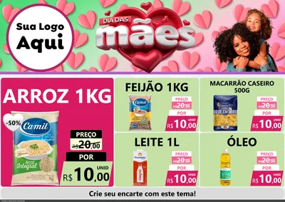 Modelo de Encarte para Encarte A4 Horizontal com o tema Dia das Mães para Supermercado