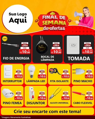 Modelo de Rede Social para Feed Instagram com o tema Final de Semana de Ofertas para Materiais Elétricos
