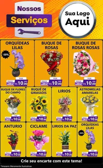 Modelo de Encarte para Encarte Grande com o tema Nossos Serviços para Floricultura e jardim
