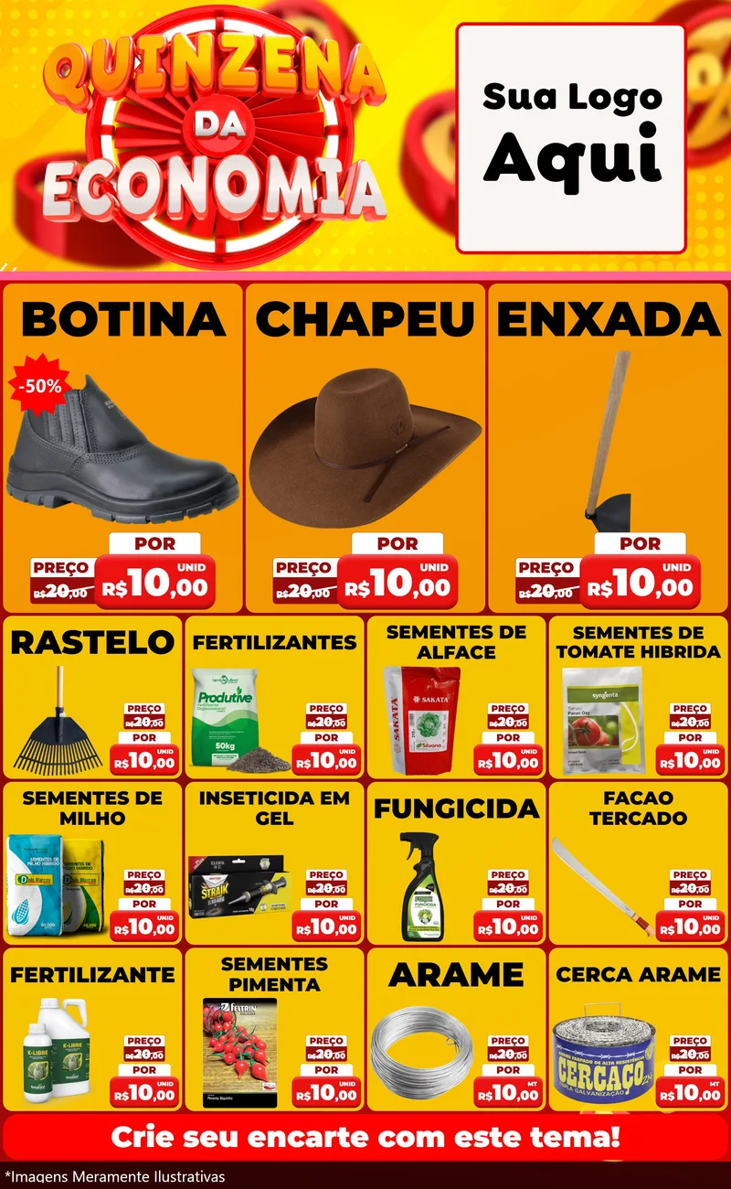 Modelo de Encarte para Encarte Grande com o tema Quinzena Da Economia para Agropecuária