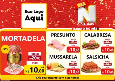 Modelo de Encarte para Encarte A4 Horizontal com o tema Dia N o Dia Mais Barato do Mês para Frios e Laticínios