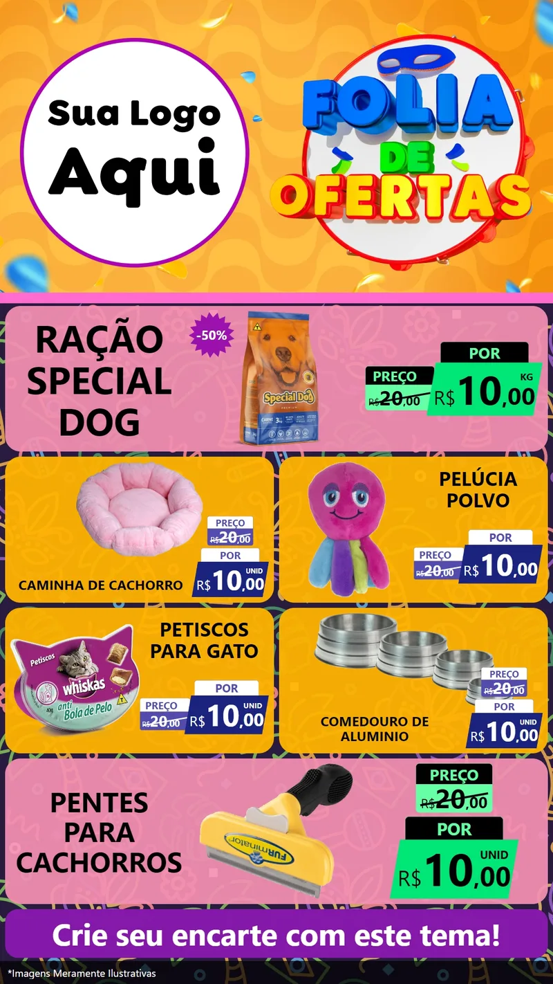 Modelo de TV para TV Vertical com o tema Folia de Ofertas para Pet Shop