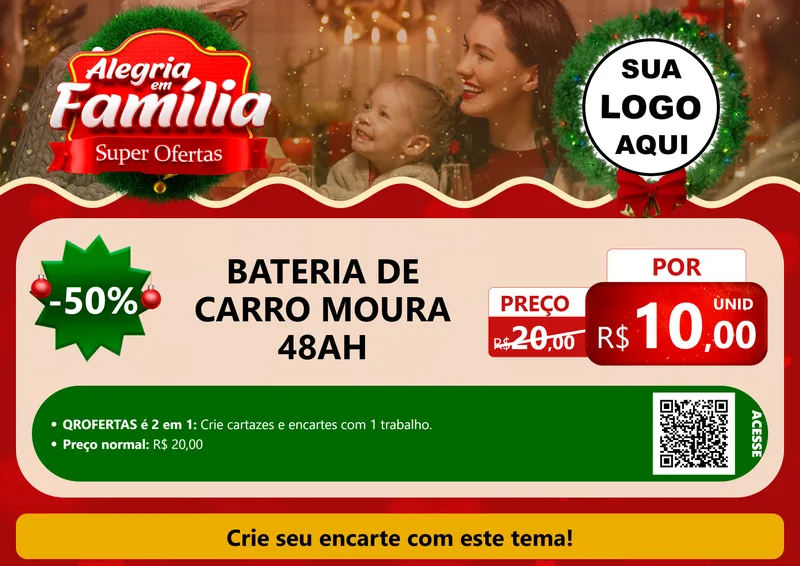 Modelo de Cartaz para Cartaz A4 Horizontal com o tema Alegria Em Família - Super Ofertas para Baterias Elétricas