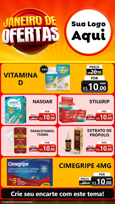 Modelo de TV para TV Vertical com o tema Janeiro de Ofertas para Farmácia