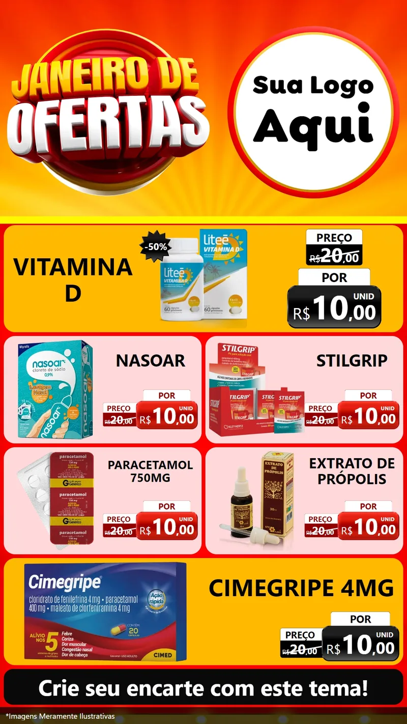 Modelo de TV para TV Vertical com o tema Janeiro de Ofertas para Farmácia