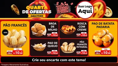 Modelo de TV para TV Horizontal com o tema Quarta de Ofertas Imbatíveis para Padaria