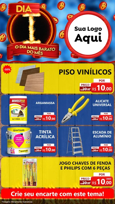 Modelo de TV para TV Vertical com o tema Dia I - O Dia Mais Barato Do Mês para Material para Construção
