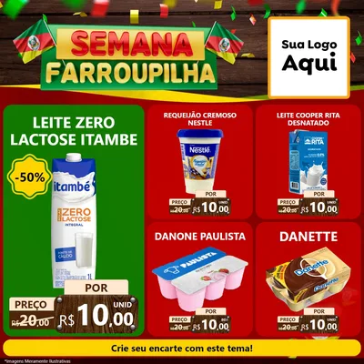 Modelo de Rede Social para Feed Facebook com o tema Semana Farroupilha para Frios e Laticínios