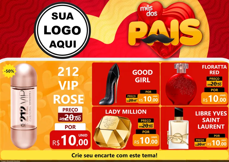 Modelo de Encarte para Encarte A4 Horizontal com o tema Mês Dos Pais para Perfumes