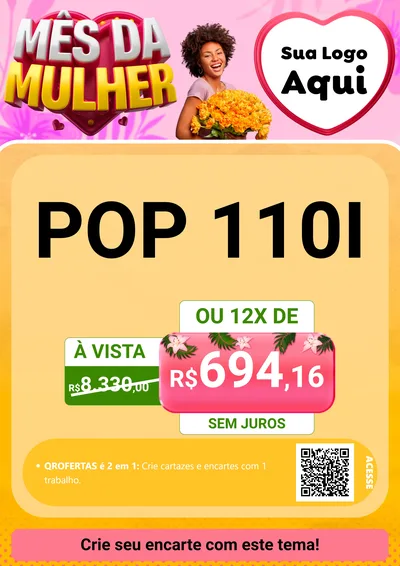 Modelo de Cartaz para Cartaz A4 Vertical com o tema Mês da Mulher para Concessionaria de Motos