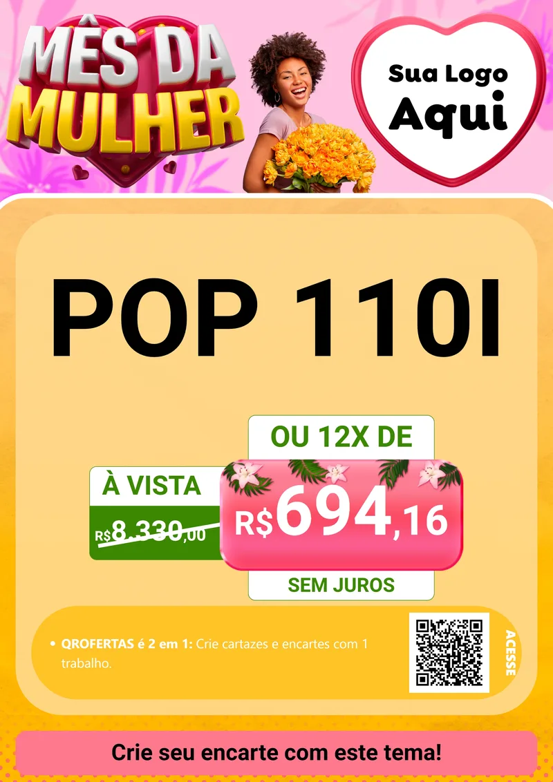 Modelo de Cartaz para Cartaz A4 Vertical com o tema Mês da Mulher para Concessionaria de Motos