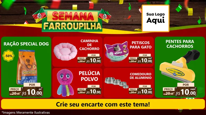 Modelo de TV para TV Horizontal com o tema Semana Farroupilha para Pet Shop