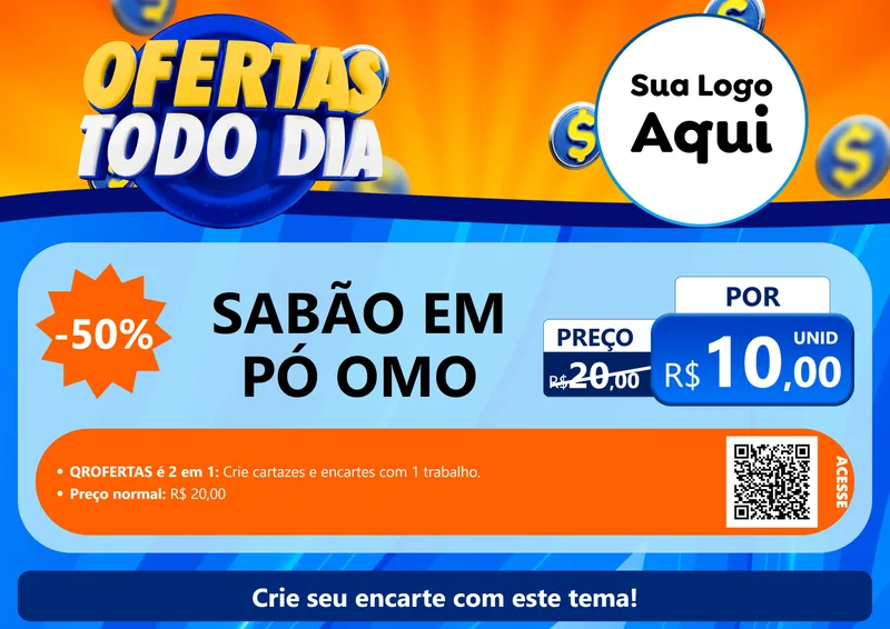Modelo de Cartaz para Cartaz A4 Horizontal com o tema Ofertas Todo Dia para Produtos de Limpeza