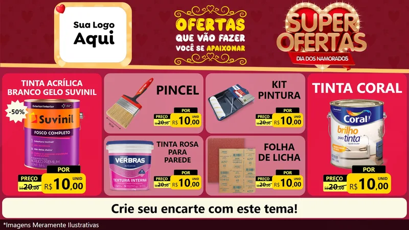 Modelo de TV para TV Horizontal com o tema Dia dos Namorados para Tintas e Ferramentas