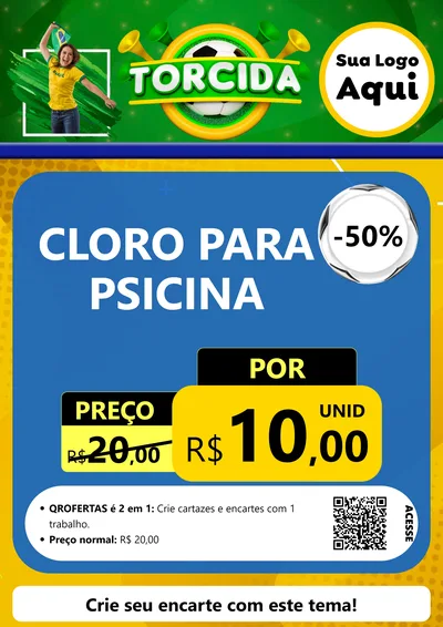 Modelo de Cartaz para Cartaz A4 Vertical com o tema Torcida para Produtos para Piscina