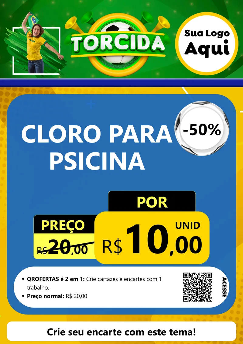 Modelo de Cartaz para Cartaz A4 Vertical com o tema Torcida para Produtos para Piscina