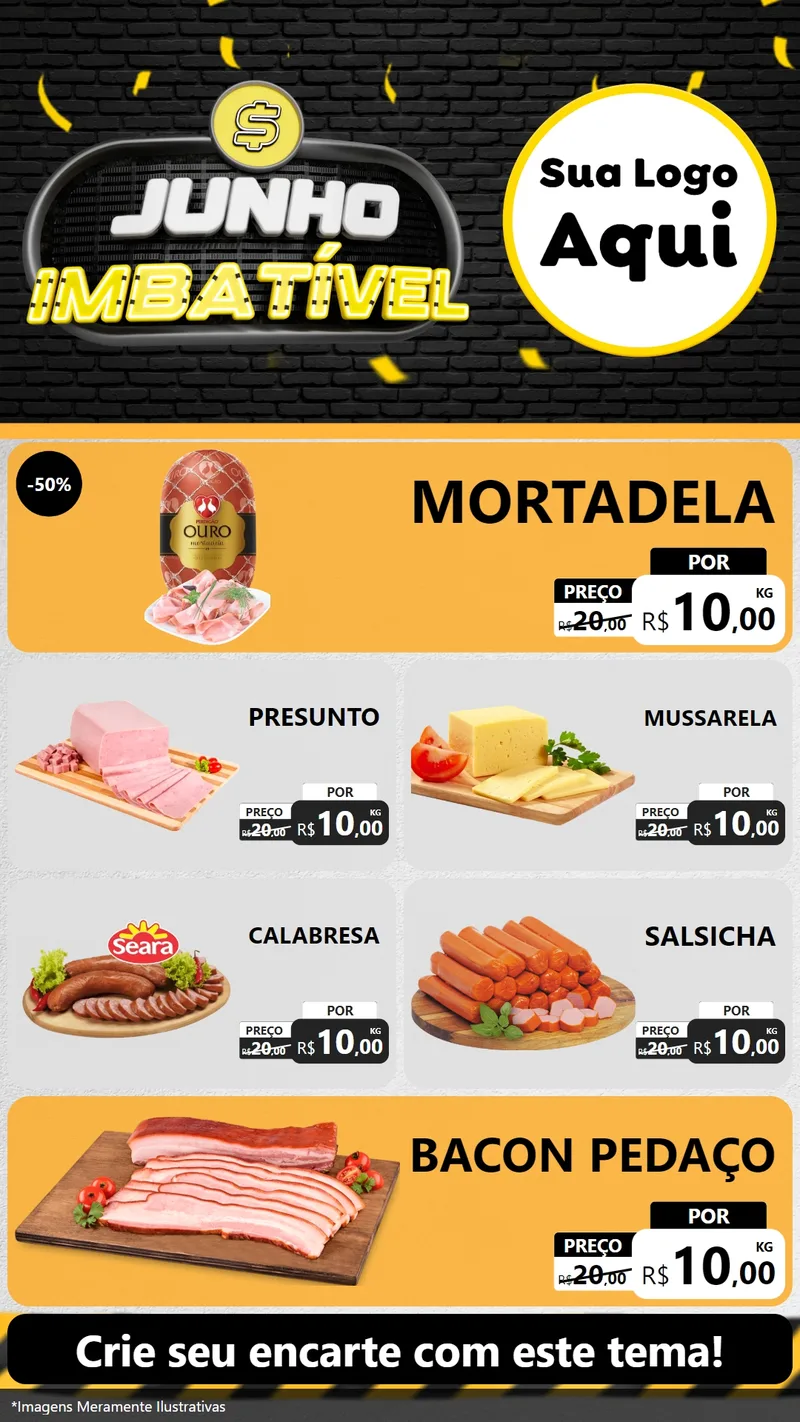 Modelo de TV para TV Vertical com o tema Junho Imbatível para Frios e Laticínios