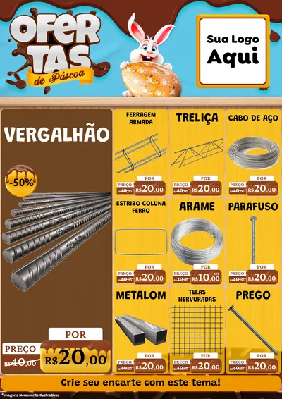 Modelo de Encarte para Encarte A4 Vertical com o tema Ofertas de Páscoa para Ferragens