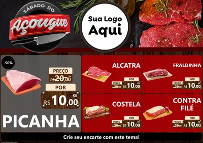 Modelo de Encarte para Encarte A4 Horizontal com o tema Sábado do Açougue para Açougue