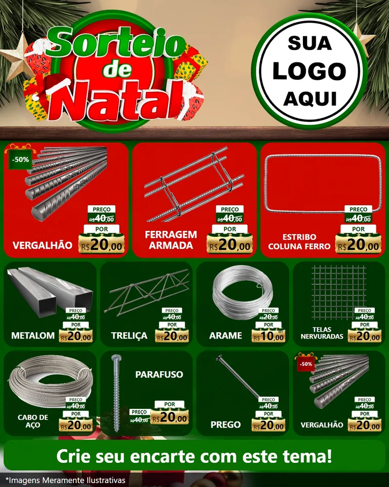 Modelo de Rede Social para Feed Instagram com o tema Sorteio de Natal para Ferragens
