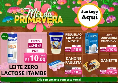 Modelo de Encarte para Encarte A4 Horizontal com o tema Mês da Primavera para Frios e Laticínios