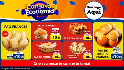 Modelo de TV para TV Horizontal com o tema Carnaval da Economia para Padaria