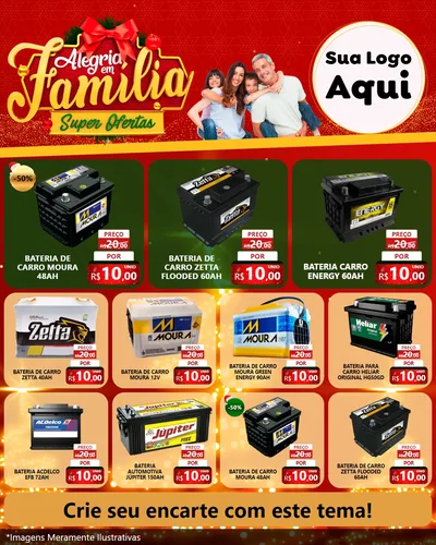 Modelo de Rede Social para Feed Instagram com o tema Alegria em Família Super Ofertas - Natal para Baterias Elétricas