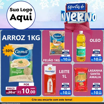 Modelo de Rede Social para Feed Facebook com o tema Ofertas de Inverno para Supermercado