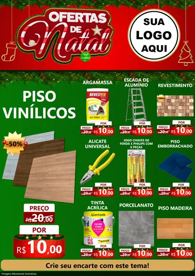 Modelo de Encarte para Encarte A4 Vertical com o tema Ofertas de Natal para Material para Construção