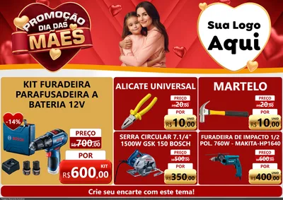Modelo de Encarte para Encarte A4 Horizontal com o tema Promoção Dia das Mães para Maquinas e Ferramentas