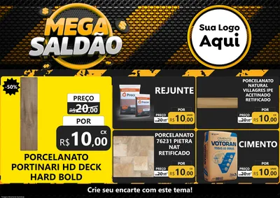 Modelo de Encarte para Encarte A4 Horizontal com o tema Mega Saldão para Pisos e revestimentos
