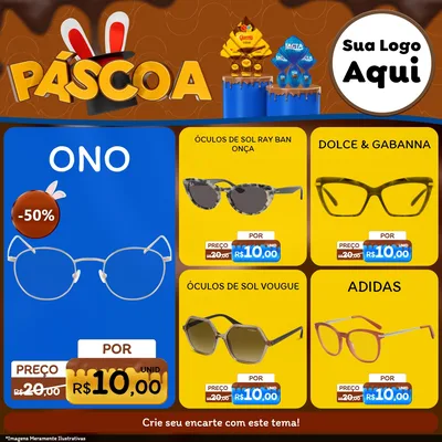 Modelo de Rede Social para Feed Facebook com o tema Páscoa para Óticas