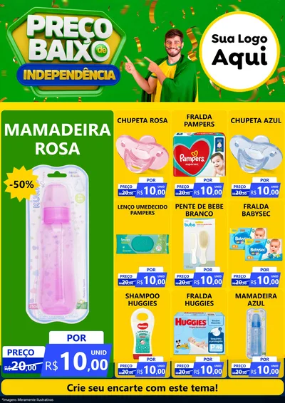 Modelo de Encarte para Encarte A4 Vertical com o tema Preço Baixo de Independência para Bebês