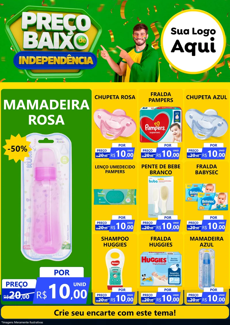 Modelo de Encarte para Encarte A4 Vertical com o tema Preço Baixo de Independência para Bebês