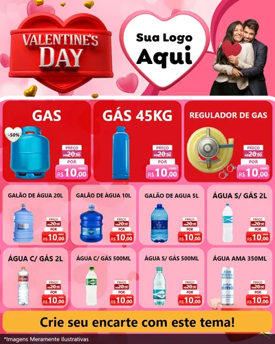 Modelo de Rede Social para Feed Instagram com o tema Valentine's Day para Água e gás