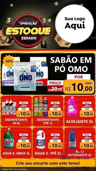 Modelo de Rede Social para Stories com o tema Operação Estoque Zerado para Produtos de Limpeza